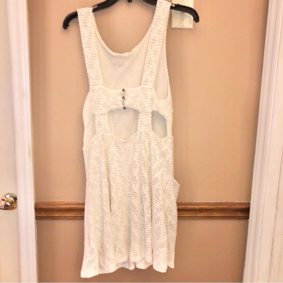 Free People Poppy Lace Pocket Mini Dress Cutout Back Cream Medium - Picture 3 of 7